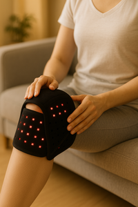 Recura belt wrapped around the knee at home